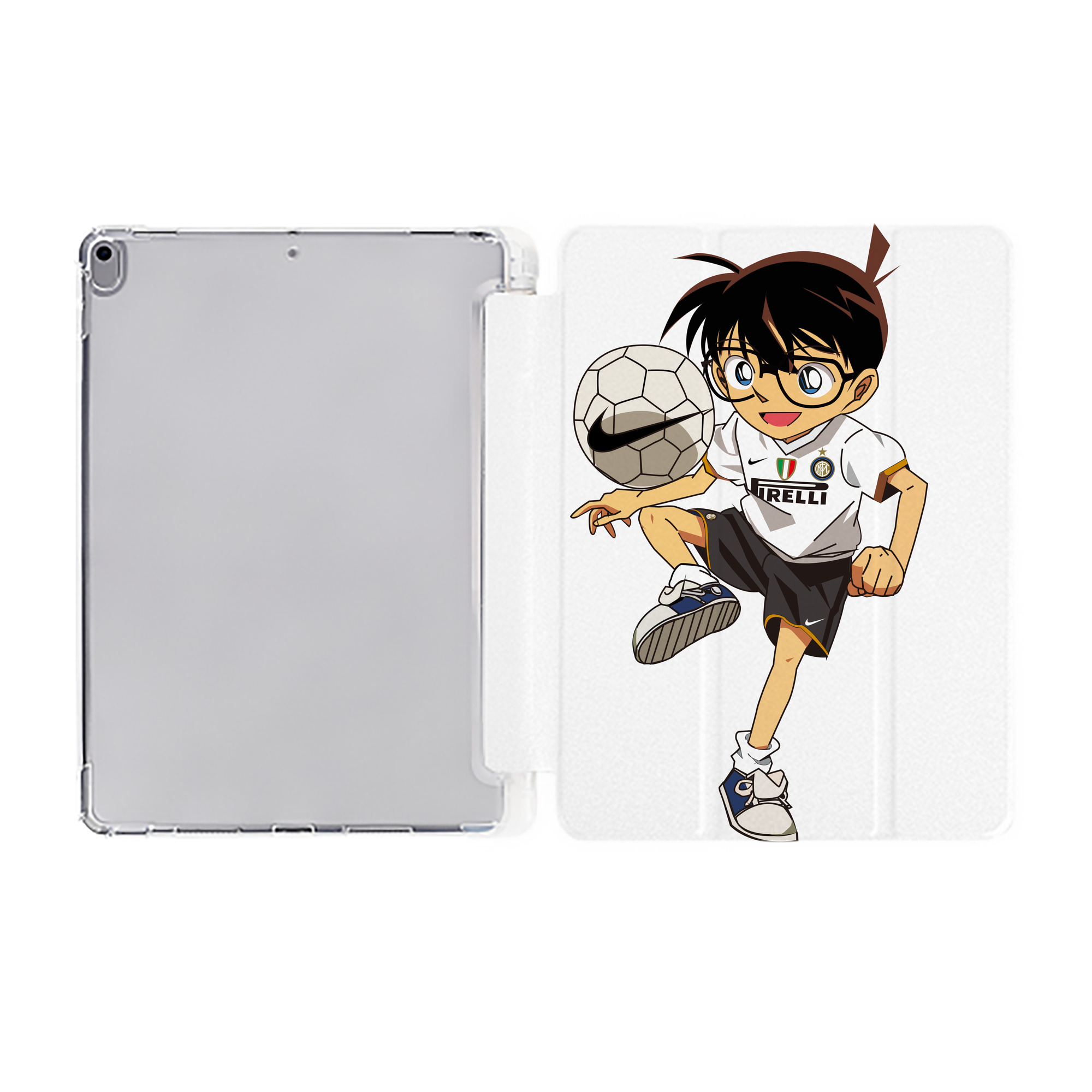 （画像用） 名探偵コナン 江戸川 コナン Detective Conan Conan Edogawa IPad ケース ペン収納付き 三つ折りスタンド PUレザー×シリコン 対応機種9.5/10.5/10.9インチ
